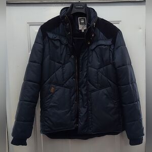 G-STAR WOMEN'S BLACK COTTON & BLUE POLYESTER SKI PLAY BOMBER JACKET SIZE XXL